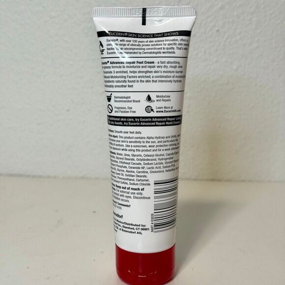 NEW EUCERIN ADVANCED REPAIR FOOT CREAM FOR VERY DRY SKIN - 3OZ 2 pack - Picture 3 of 6